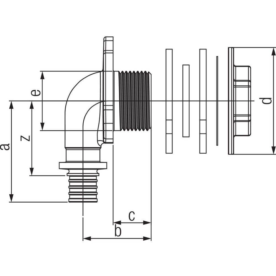 Угольник REHAU для подсоединения сливного бачка 16-Rp1/2 RX+ (14563731001)